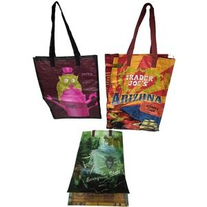Lot Of 3 Trader Joe's Reusable Shopping Bags Arizona Washington Nice Condition
